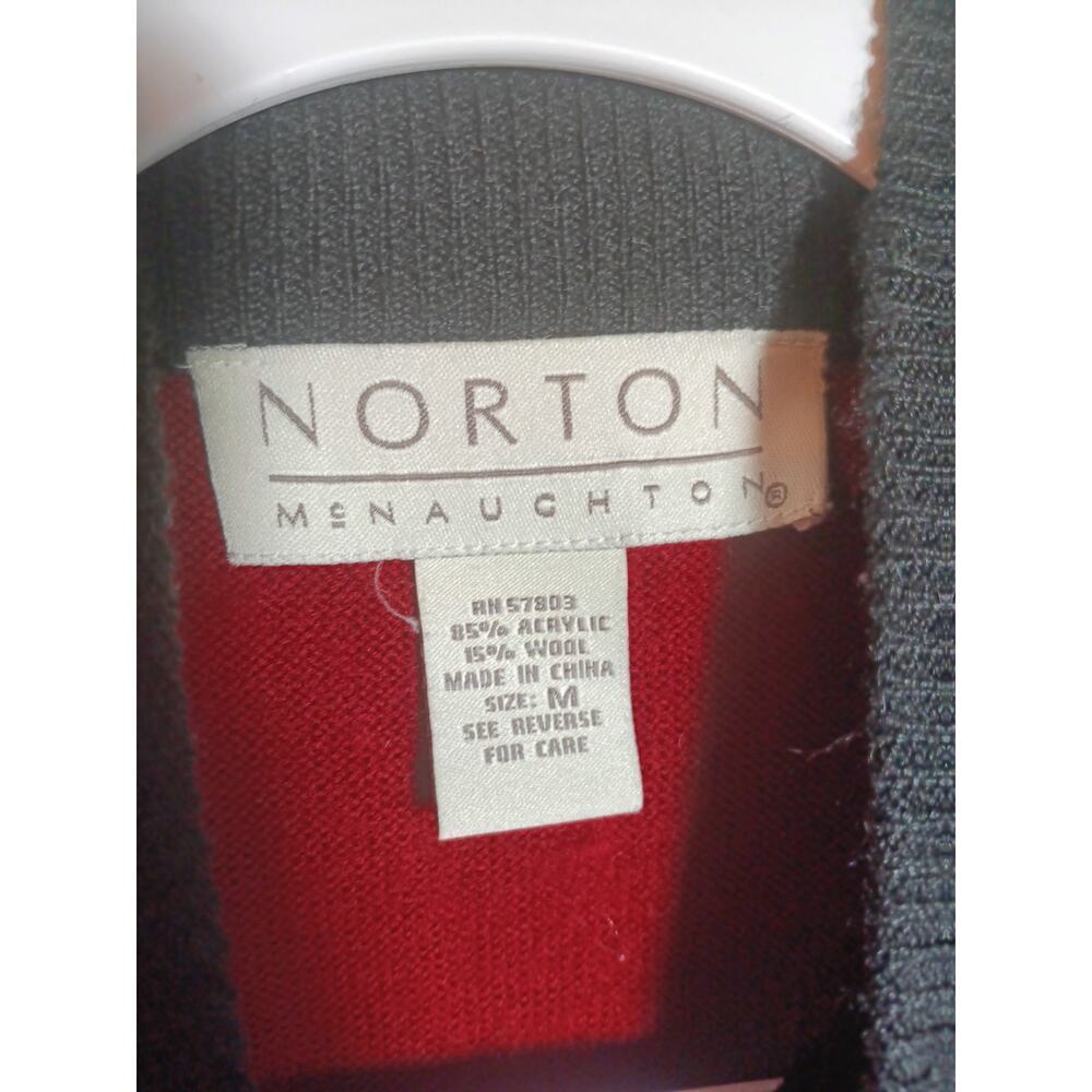 Vintage Red Wool Blend Sweater Norton McNaughton Medium Short Sleeve Classic - Picture 3 of 3